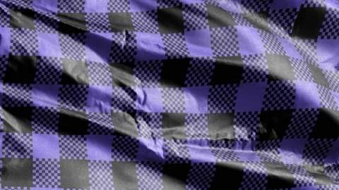 Gingham pattern textile fabric slow waving on the wind background. Medium sla Video stock 197308451