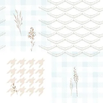 Gingham plaid and houndstooth patchwork pattern Stock-Illustration