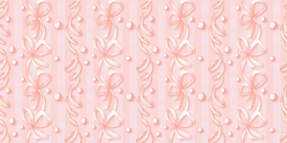 Gingham ribbon bow pearl pattern Stock Illustration