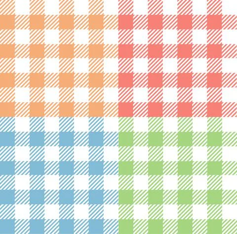 Gingham Seamless Pattern Background Set. Vector Stock Illustration