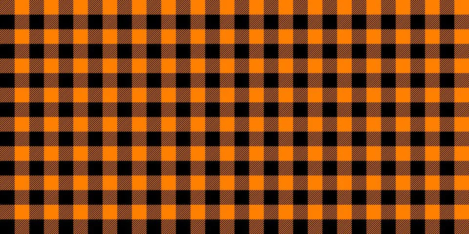 Gingham seamless pattern. Black orange vichy background texture. Checked tweed Stock Illustration