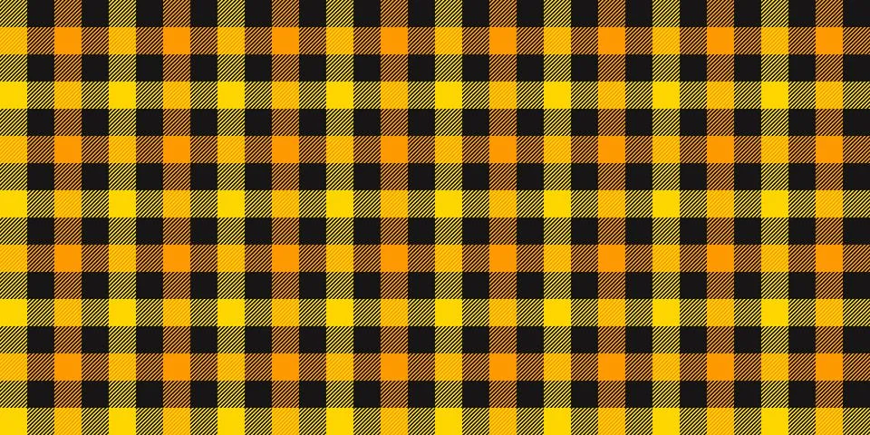 Gingham seamless pattern. Black yellow orange vichy background texture. Checked Illustrazione stock