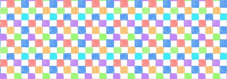 Gingham seamless pattern. Mosaic ornament with jagged red blue orange squares Stock Illustration