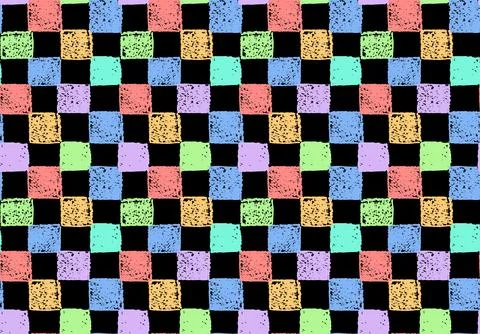 Gingham seamless pattern. Mosaic ornament with jagged yellow red blue green Stock Illustration