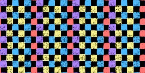 Gingham seamless pattern. Mosaic ornament with jagged yellow red blue green Stock Illustration