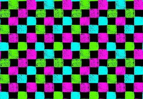 Gingham seamless pattern. Mosaic ornament with jagged pink blue green squares Stock Illustration