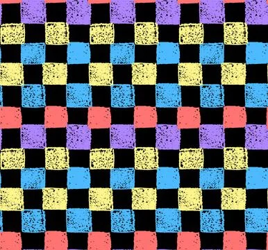 Gingham seamless pattern. Mosaic ornament with jagged yellow red blue green Stock Illustration