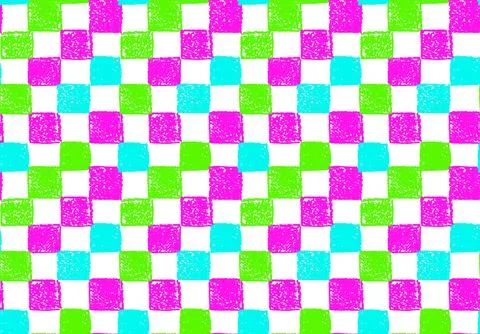 Gingham seamless pattern. Mosaic ornament with jagged pink blue green squares Stock Illustration