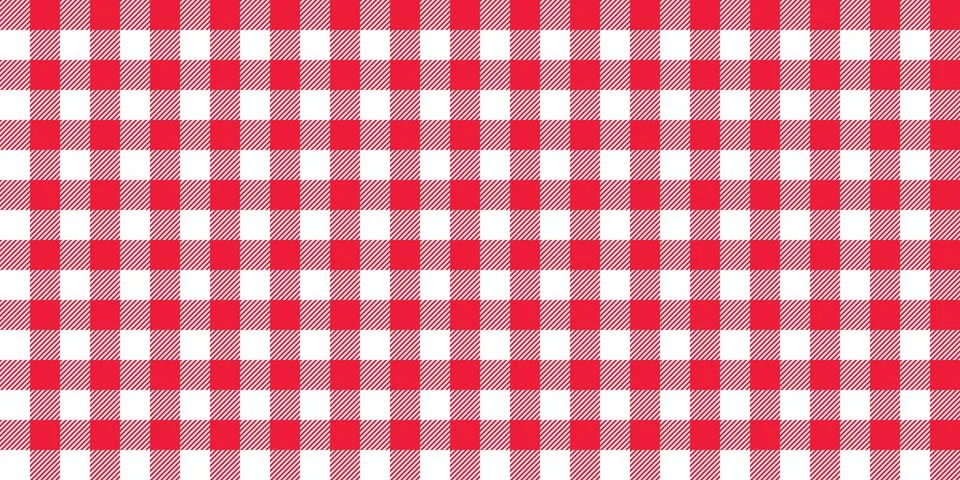 Gingham seamless pattern. Red and white vichy background texture. Checked tweed Stock Illustration