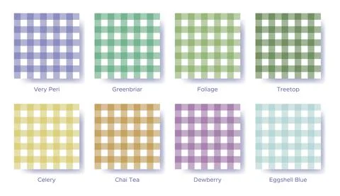 Gingham seamless pattern set in the color of 2022 Very Peri. Sample color gui Stock Illustration