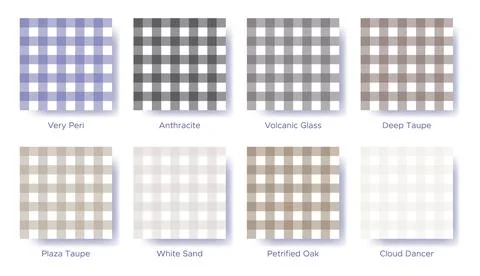Gingham seamless pattern set in the color of 2022 Very Peri. Sample color gui Stock Illustration