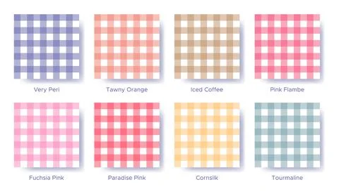 Gingham seamless pattern set in the color of 2022 Very Peri. Sample color gui Illustrazione stock