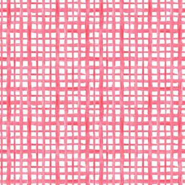 Gingham seamless pattern. Watercolor strokes checkered plaid. Red summer pr.. Illustrazione stock