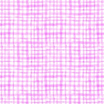 Gingham seamless pattern. Watercolor strokes checkered plaid. Purple summer.. Stock Illustration