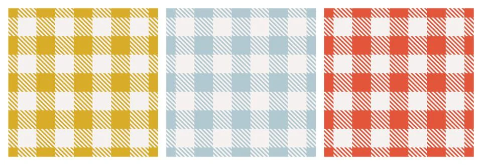 Gingham seamless patterns. Set of traditional French ornament. Stock Illustration