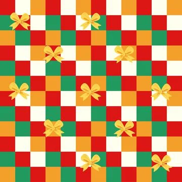 Gingham seamless vector pattern with meadow chamomile flowers and hearts. Coz Stockillustratie