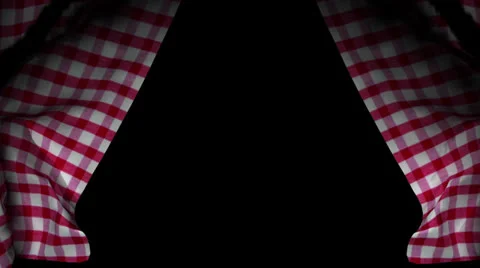 Gingham style curtain opens animation Stock Footage 24974116