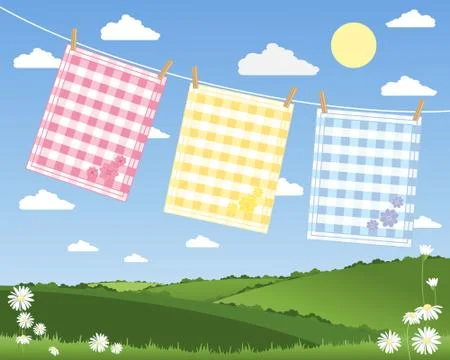 Gingham tea towels Stock Illustration