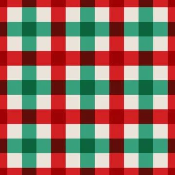 Gingham, Vichy checks, red, white green seamless checked pattern Stockillustratie