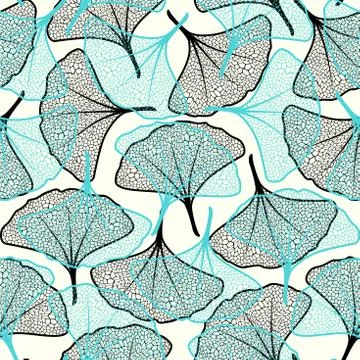 Gingko biloba leaves vector background seamless pattern. Stockillustratie