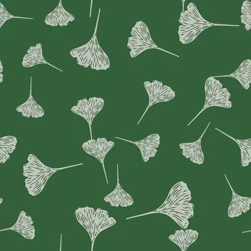 Ginkgo biloba seamless pattern. Beautiful plant background. Stock Illustration