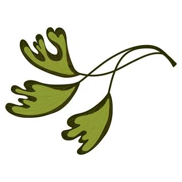 Ginkgo branches flat cartoon style Stock Illustration