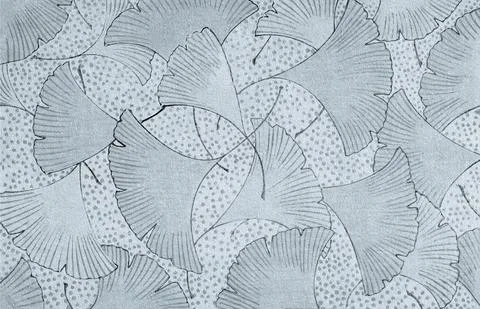 Ginkgo Leaf hand drawn background with paper texture and retro black and white Stock Illustration