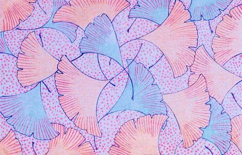 Ginkgo Leaf hand drawn background watercolor paper texture and retro art colors Stock Illustration