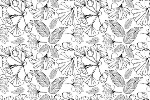 Ginkgo leaves pattern background Stock Illustration