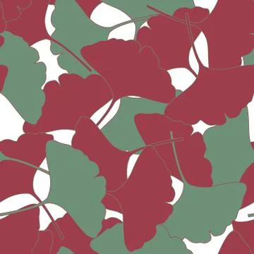 Ginkgo leaves vector seamless pattern. Abstract floral autumn background. flo Stock Illustration