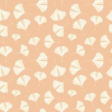 Ginko Leaves Seamless Pattern Background Cosmetics and Medical Plant. Vector Stock Illustration