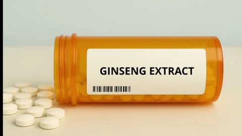 GINSENG EXTRACT herbal botanical supplement for energy vitality and mental Stock Footage 346728692