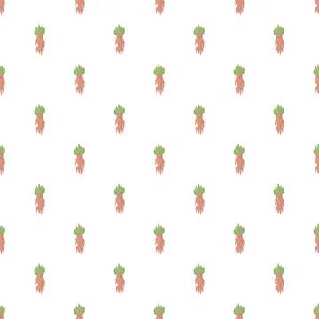 Ginseng root cartoon pattern with green leaves Stock Illustration
