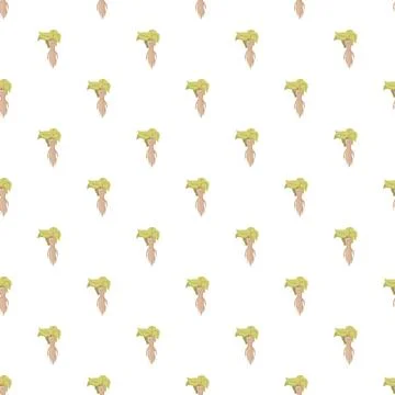 Ginseng root plant characters seamless pattern background Stock Illustration