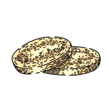 Ginseng root slice sketch hand drawn vector Stock Illustration