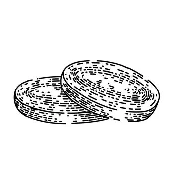Ginseng root slice sketch hand drawn vector Stock Illustration