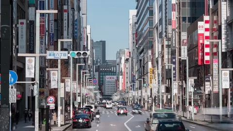 The Ginza District at rush hour. 4k time-lapse Video stock 126158068