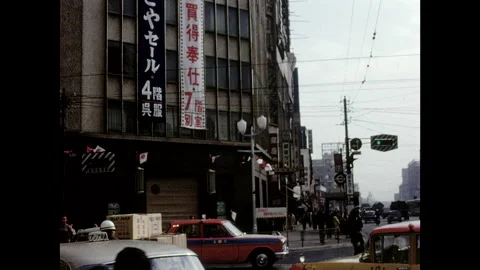 Ginza District - street intersection 1960s Видео 230053030