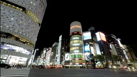 Ginza Evening Traffic Stock Footage 114332666
