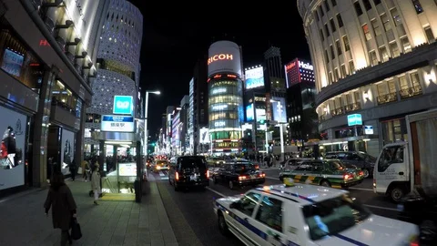Ginza Evening Traffic Video stock 114333349