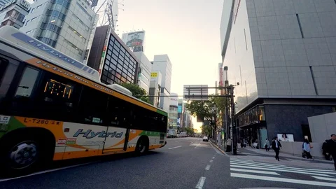 Ginza Evening Traffic in Time Lapse Stock Footage 114333640