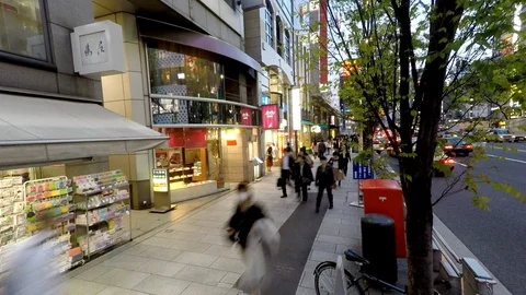 Ginza Evening Traffic in Time Lapse Video stock 114335012