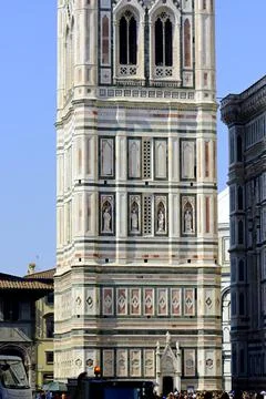 Giotto's bell tower. Bell tower of the Cathedral of Santa Maria del Fiore in Stock Photos