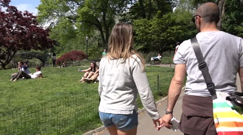 Giper lapse. Walking through New York's Central park Stock Footage 63446204