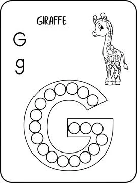 Giraffe abc animals dot markers activity Pages Stock Illustration