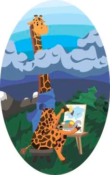 Giraffe artist Stock Illustration