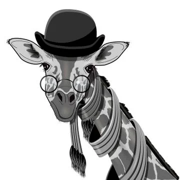Giraffe in Bowler Hat Stock Illustration