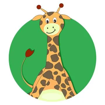 Giraffe cartoon flat icon Stock Illustration