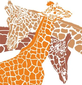 Giraffe colored heads Stock Illustration