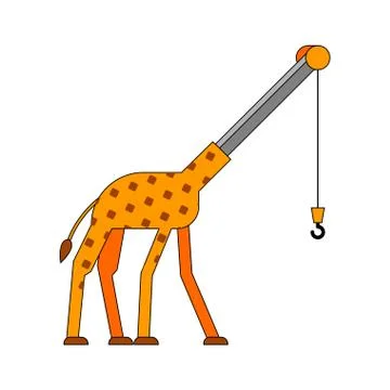 Giraffe crane. Long neck tower. Animal Lift cargo Stock Illustration